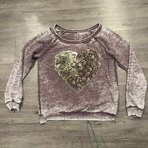 Cha Sor Bohemian distressed Purple Heart sweatshirt (size S)